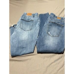 Judy Blue Jeans Lot 2 Size 18W Plus Size Skinny Distressed Raw Hem Stretch Denim